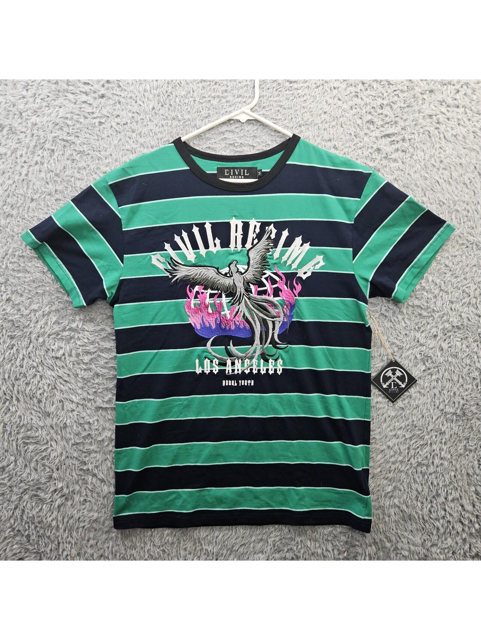 Civil Regime T Shirt Men Medium Los Angeles Embroidered Striped Ringer New